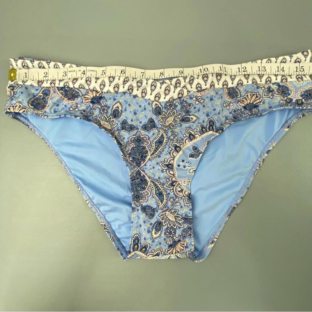 Lucky Brand Swim Blue Paisley Boho Hipster Bikini Bottom Wms sz L NWT - Picture 5 of 8